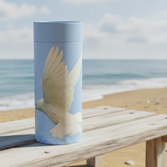 Ascending Dove Scattering Tube Urn