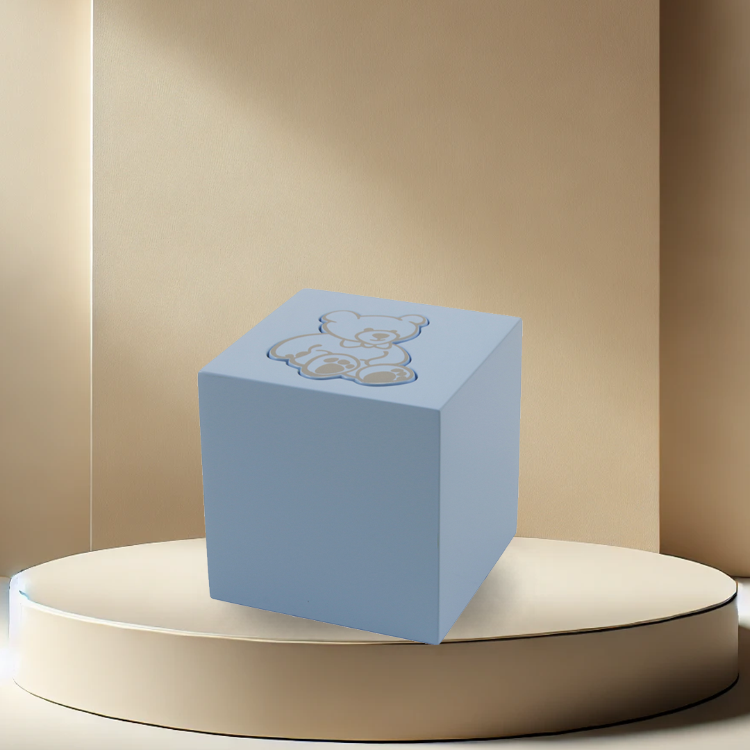 Blue Teddy Bear Cube Urn