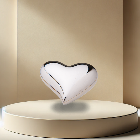 Bright Silver Heart Urn