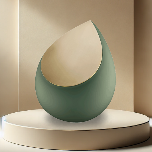 Drop Urn - Sage Green/Brushed Gold