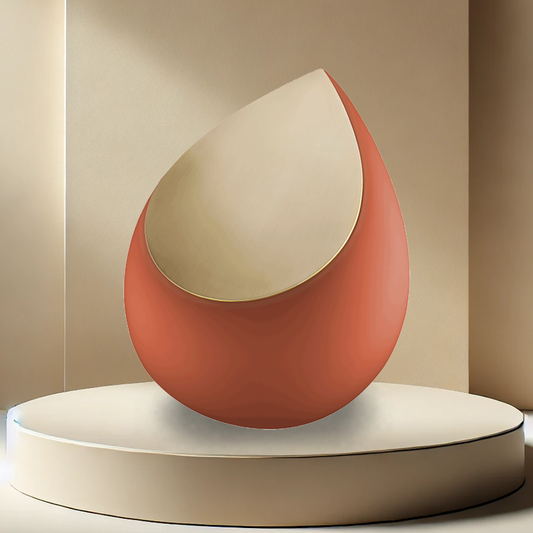Drop Urn - Terracotta/Brushed Gold