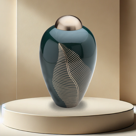 Emerald Bronze Leaf Urn