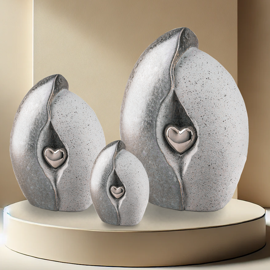 Encased Heart Urn - Grey