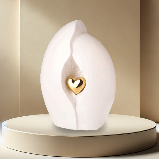 Encased Heart Urn - White