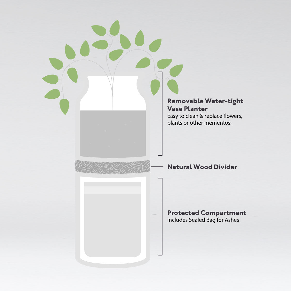 Fiori Vase Urn - White with Oak