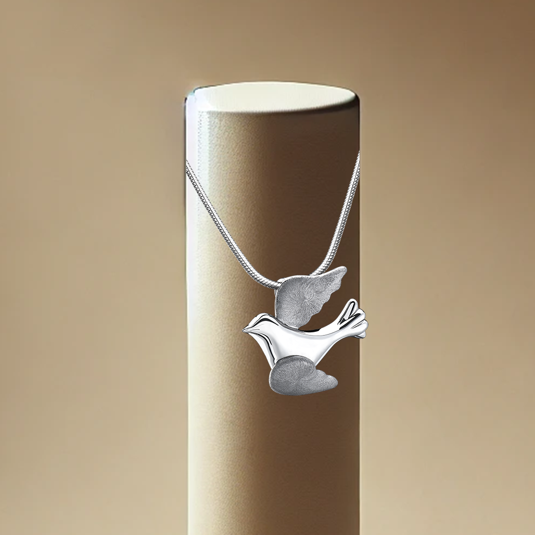 Flying Dove Two Tone Ash Pendant - Silver | Memorial Jewellery