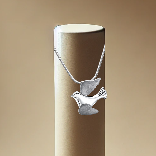 Flying Dove Two Tone Ash Pendant - Silver | Memorial Jewellery