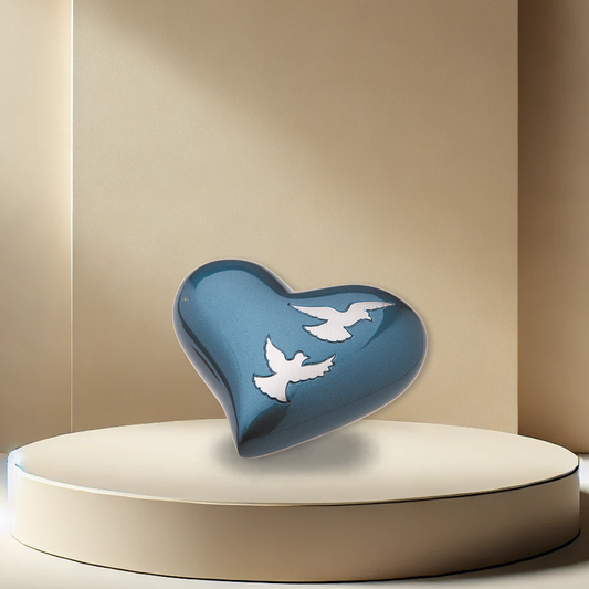 Flying Doves Heart Urn