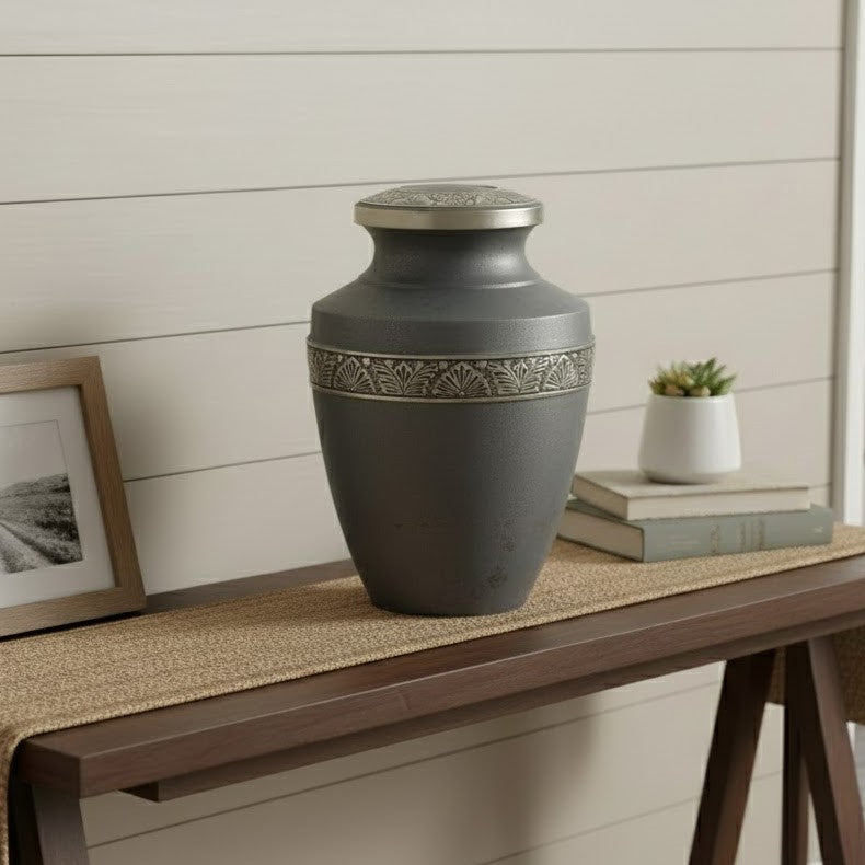 Grecian Rustic Pewter Urn