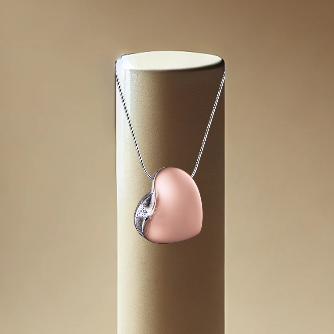 Leaning Heart Ash Pendant - Rose Gold