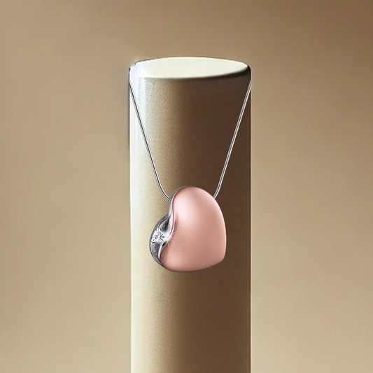 Leaning Heart Ash Pendant - Rose Gold  | Memorial Jewellery
