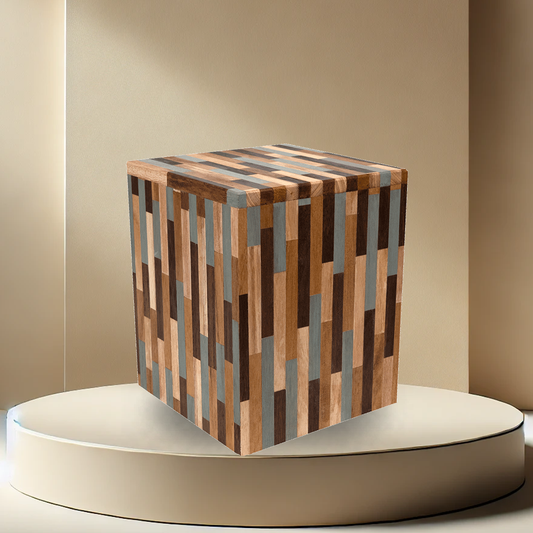 Mosaic Repurposed Wood Urn - Tall