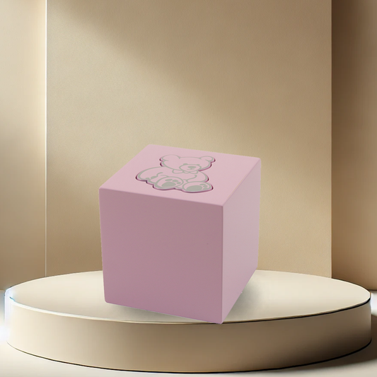 Pink Teddy Bear Cube Urn