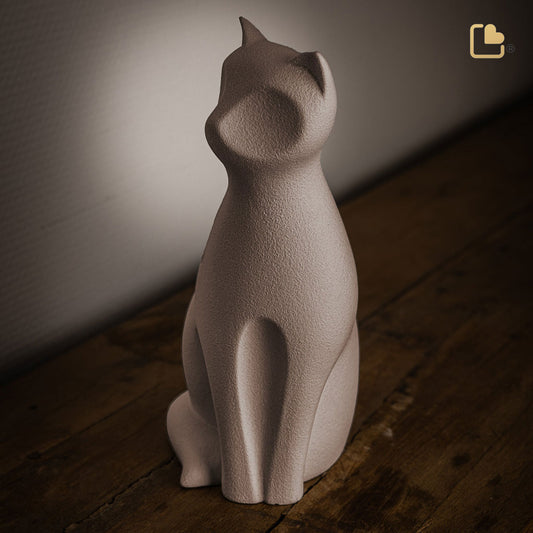 Porcelain Cat Urn - Brown