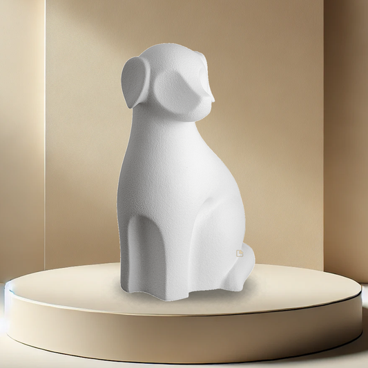Porcelain Dog Urn - White