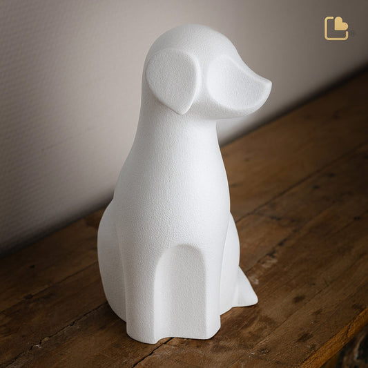 Porcelain Dog Urn - White