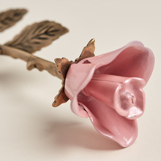 Rose Urn - Pink with Bronze Stem