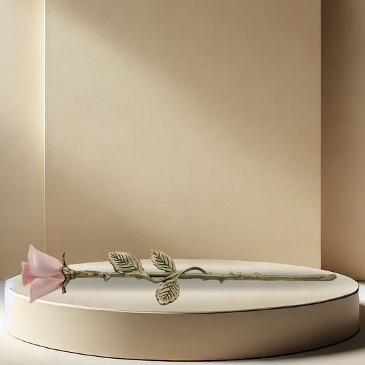 Rose Urn - Pink with Bronze Stem