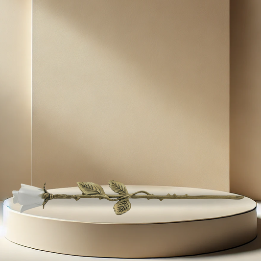 Rose Urn - White with Bronze Stem