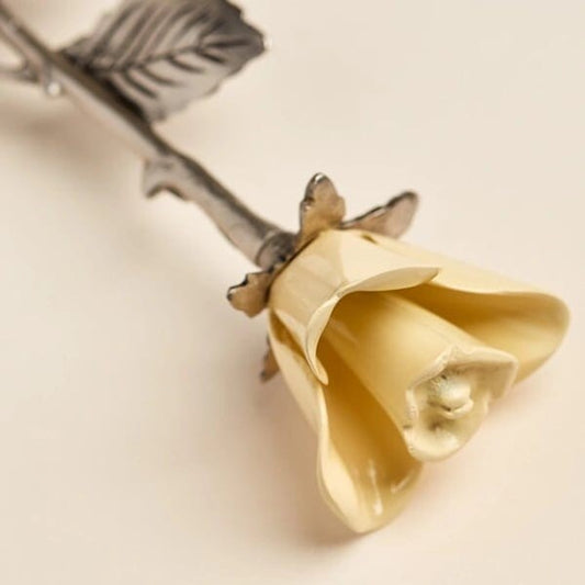 Rose Urn - Yellow with Pewter Stem