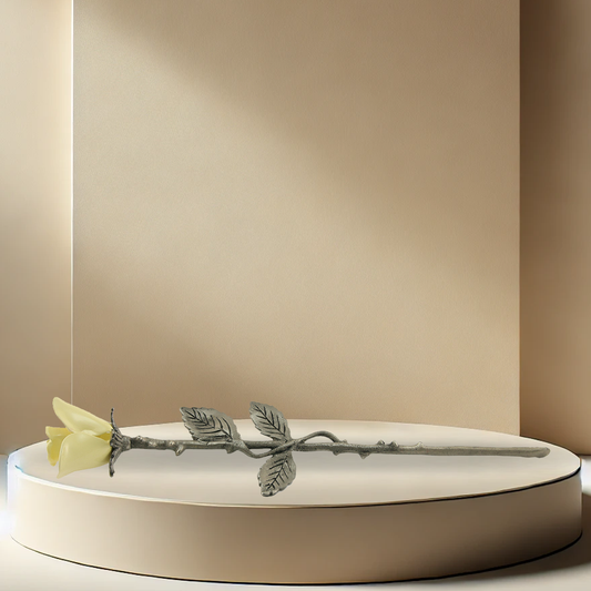 Rose Urn - Yellow with Pewter Stem