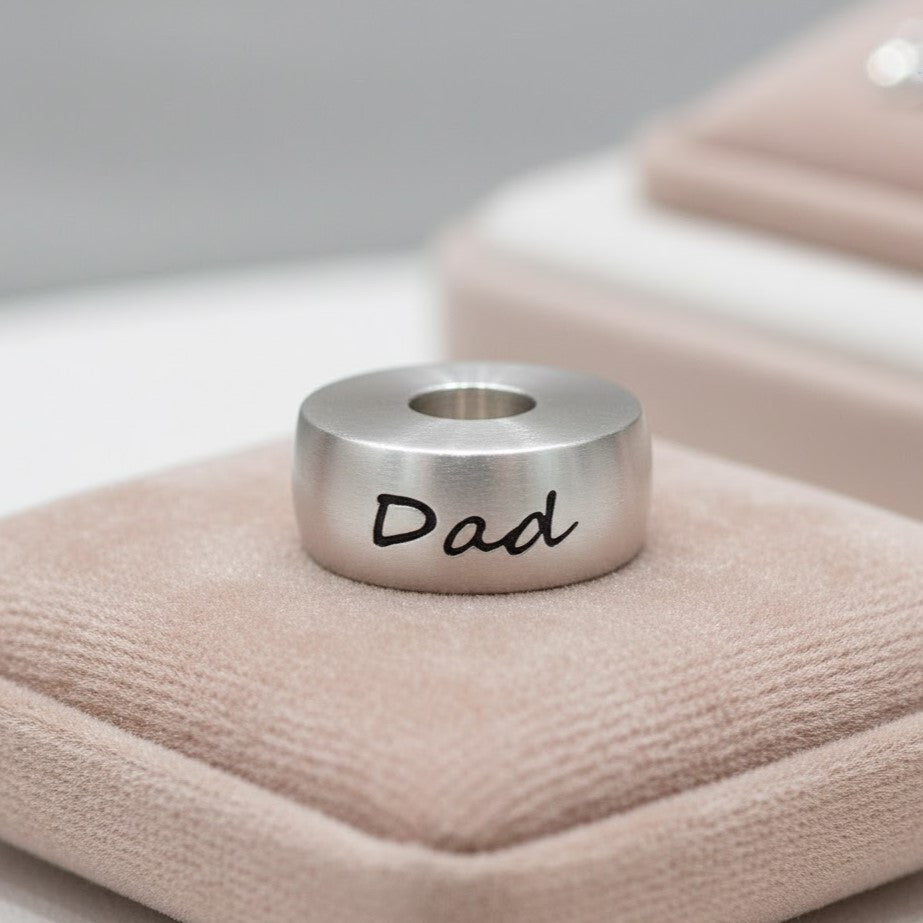 Round 'Dad' Ash Bead | Memorial Jewellery