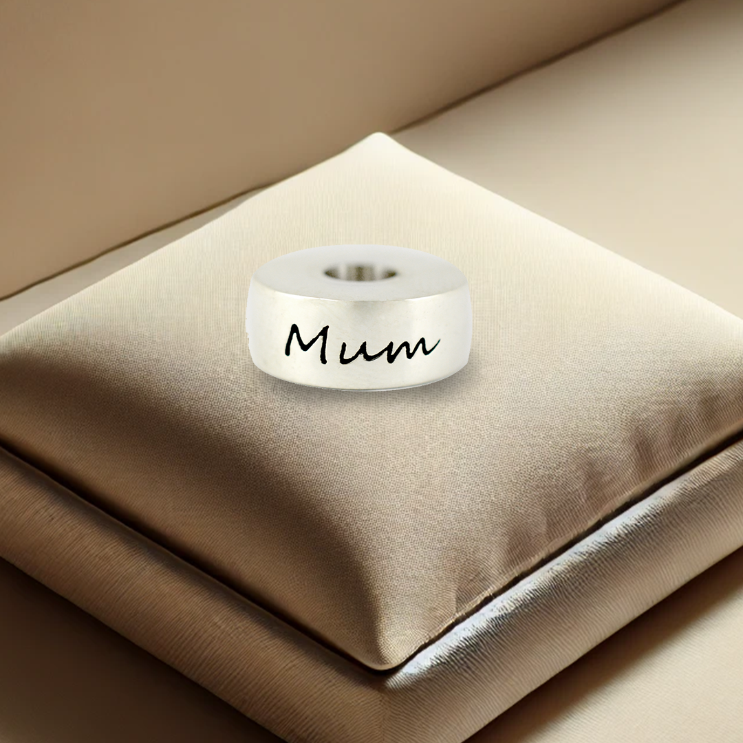 Round 'Mum' Ash Bead | Memorial Jewellery