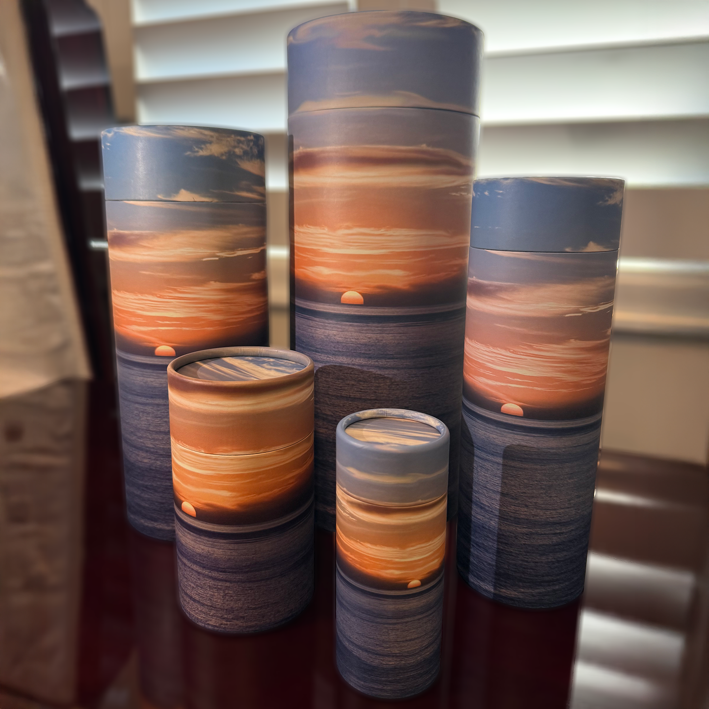 Ocean Sunset Scattering Tube Urn