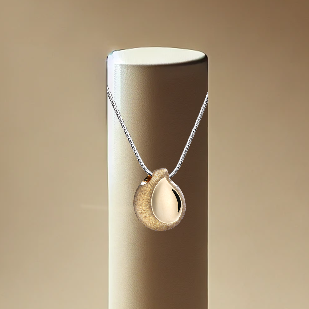 Teardrop Gold Two Tone Ash Pendant | Memorial Jewellery
