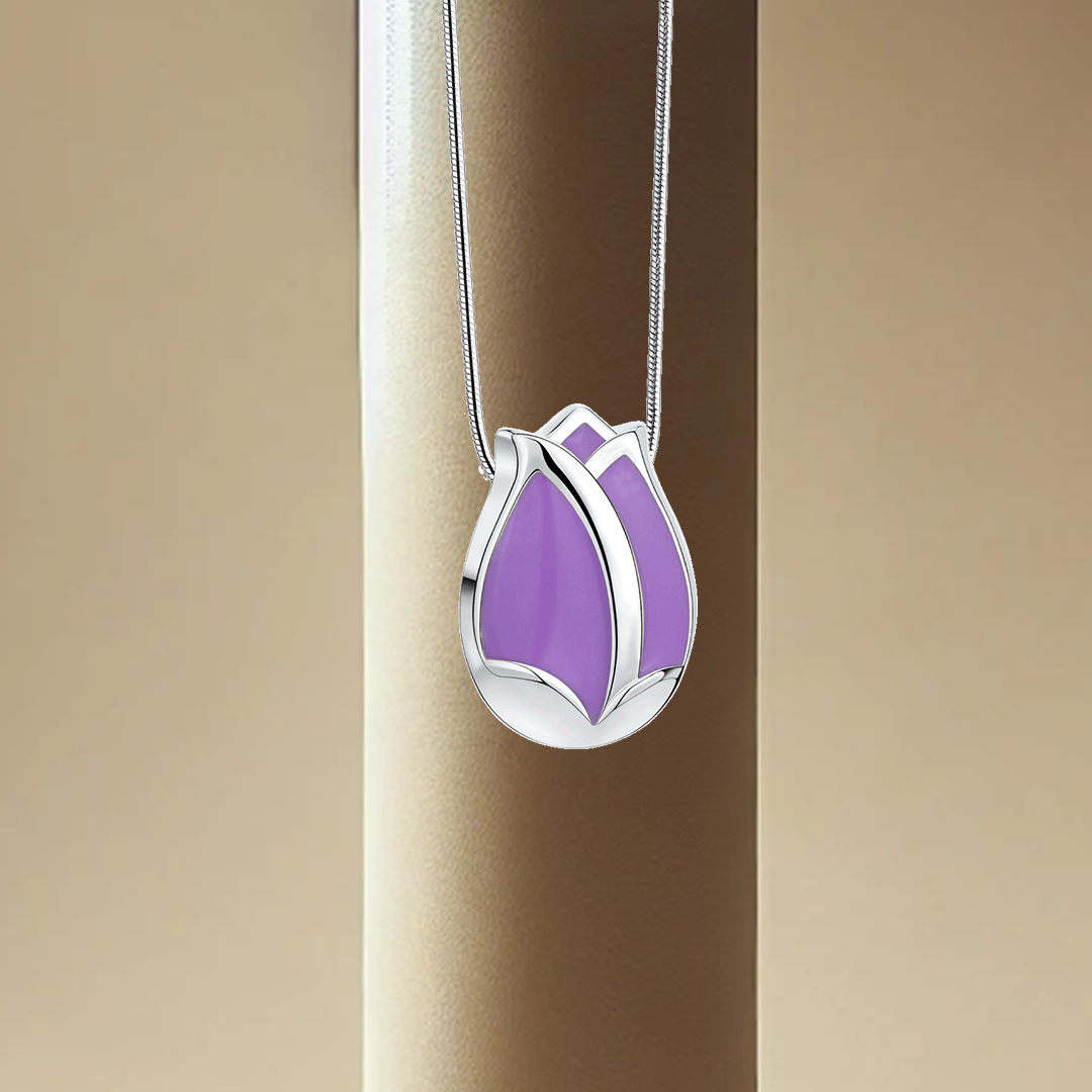 Tulip Ash Pendant - Pearl Purple | Memorial Jewellery