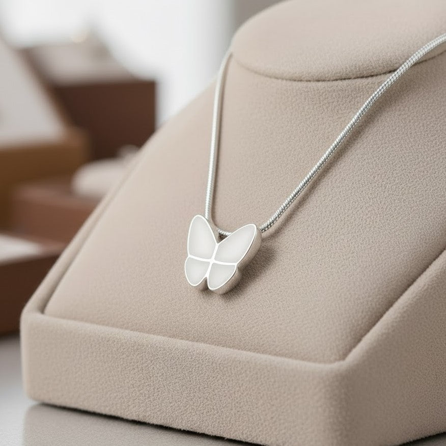 Wings Of Hope Ash Pendant - Pearl White | Memorial Jewellery