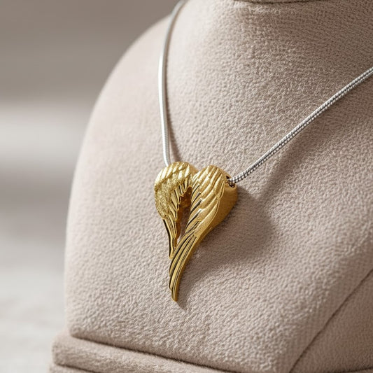 Angel Wings Ash Pendant - Gold | Memorial Jewellery