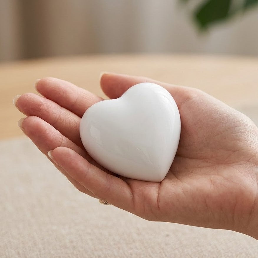 Arielle Heart Urn - Pearl White
