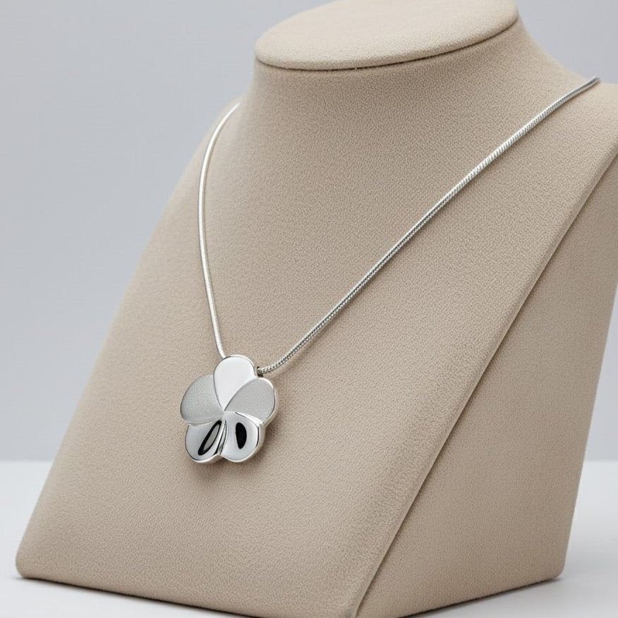 Bloom Two Tone Ash Pendant - Silver | Memorial Jewellery
