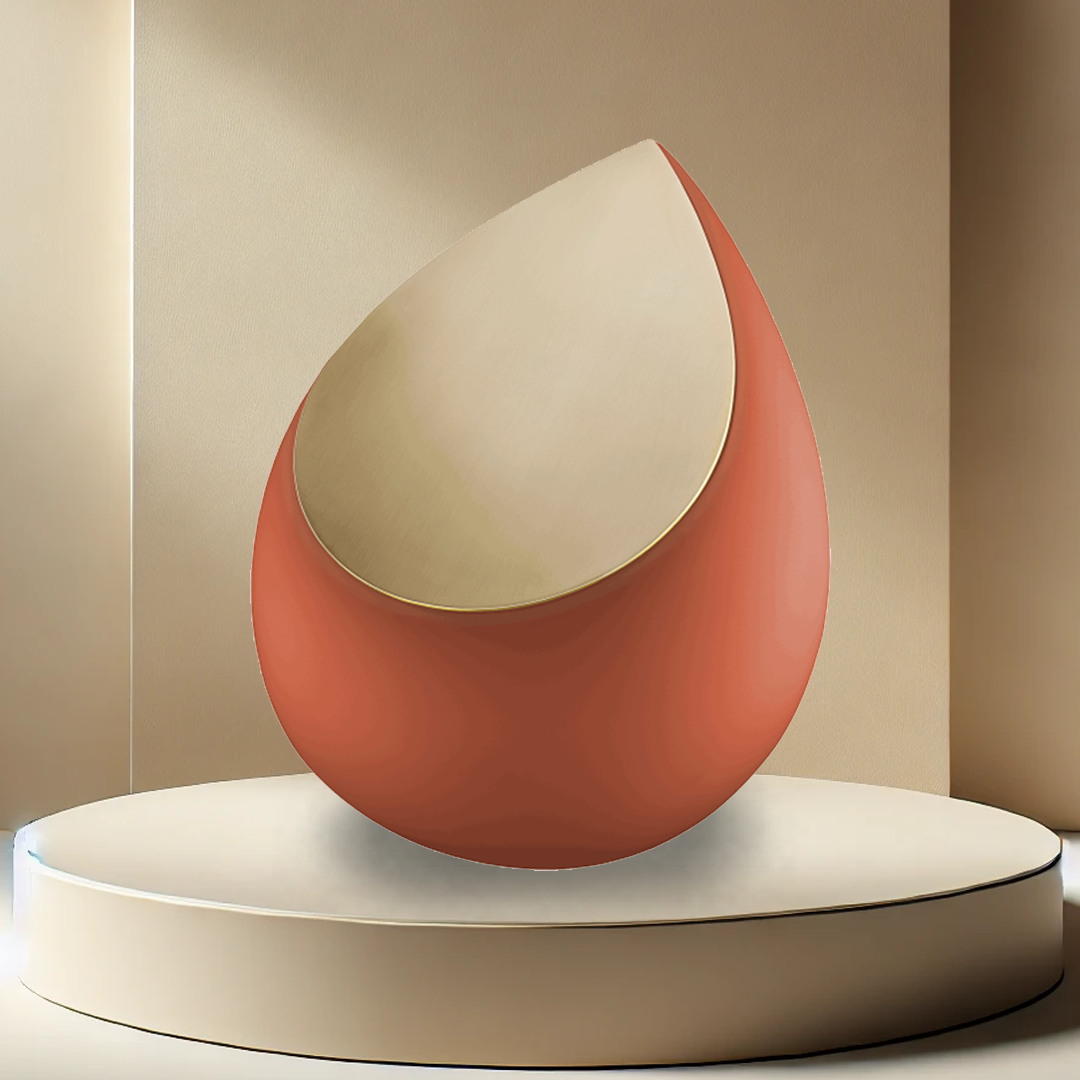 Drop Urn - Terracotta/Brushed Gold