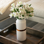 Fiori Vase Urn - White with Walnut