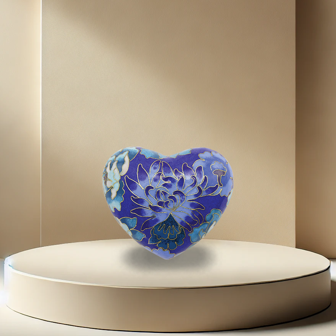Floral Blue Heart Urn