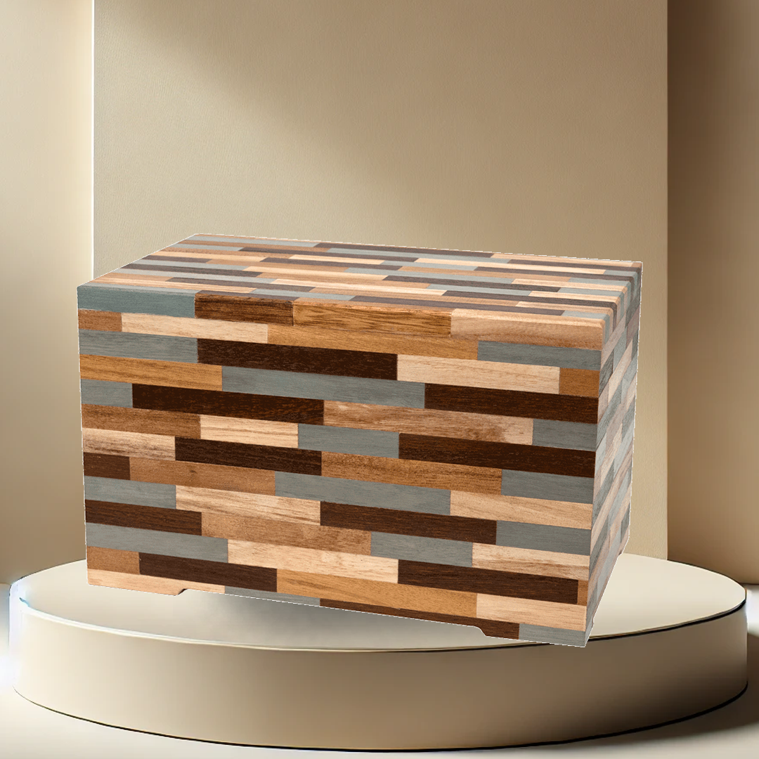 Mosaic Repurposed Wood Urn - Long
