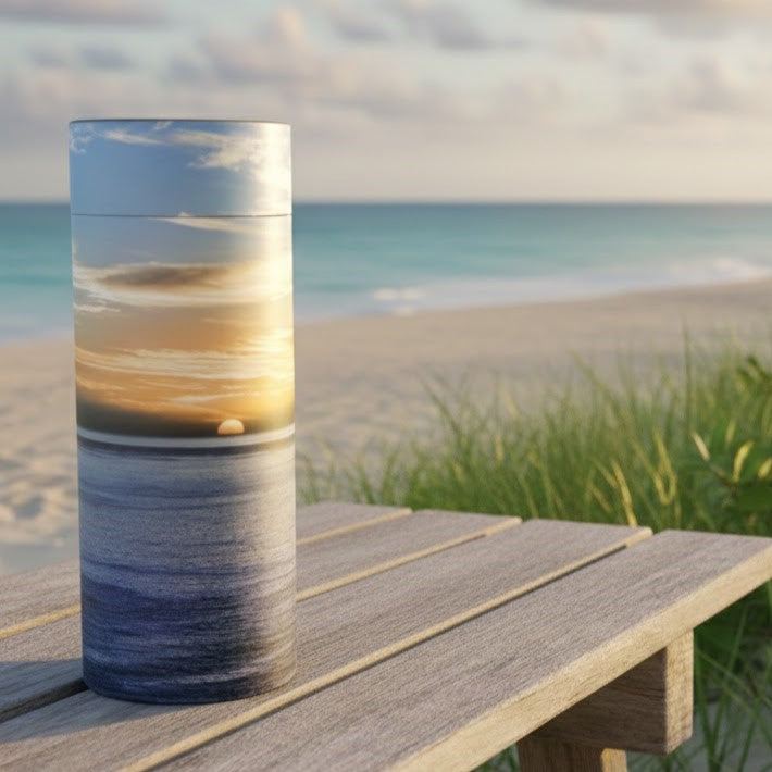 Ocean Sunset Scattering Tube Urn
