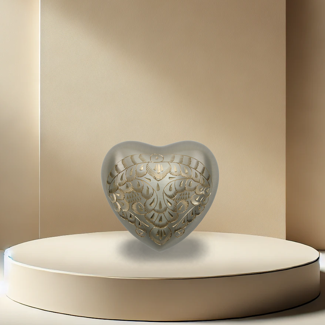 Platinum Engraved Heart Urn