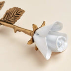 Rose Urn - White with Bronze Stem