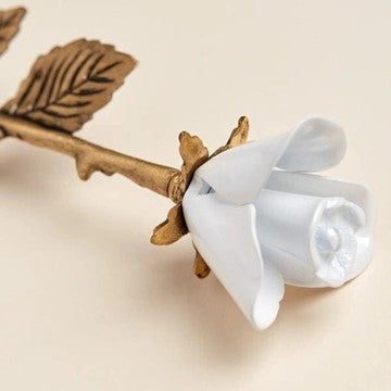 Rose Urn - White with Bronze Stem