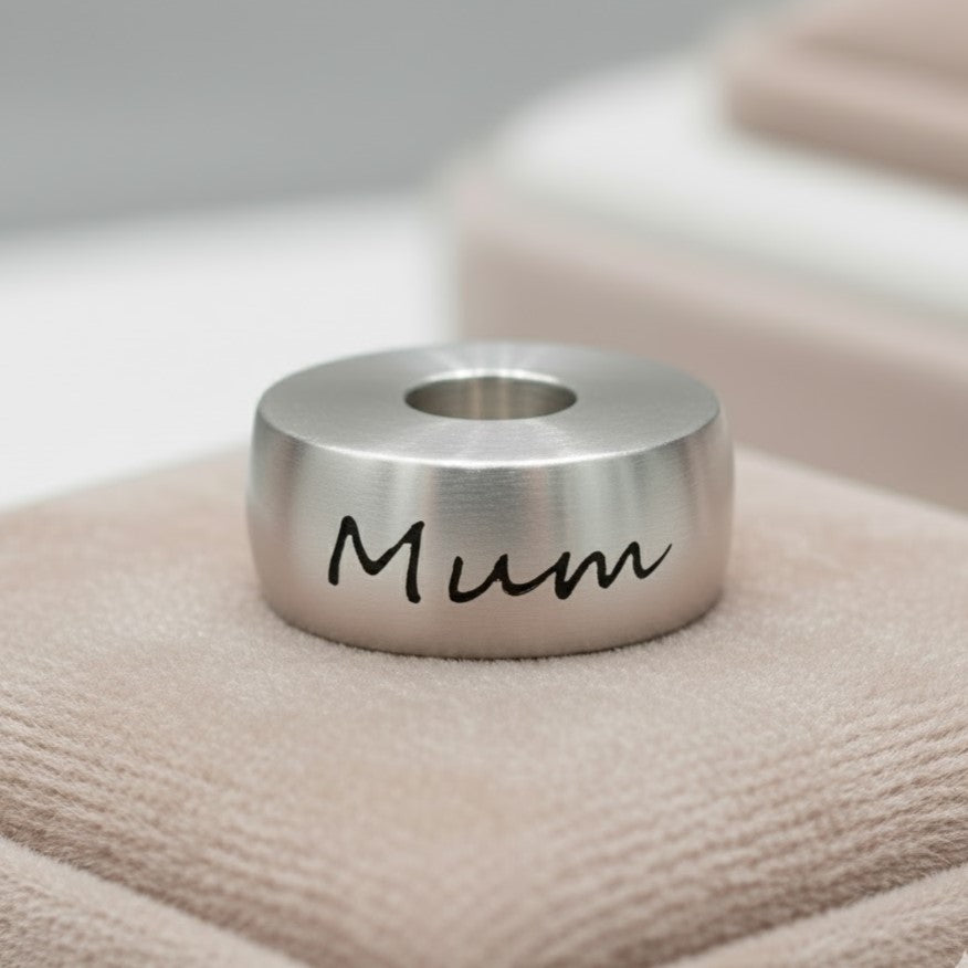 Round 'Mum' Ash Bead | Memorial Jewellery