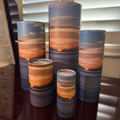 Ocean Sunset Scattering Tube Urn
