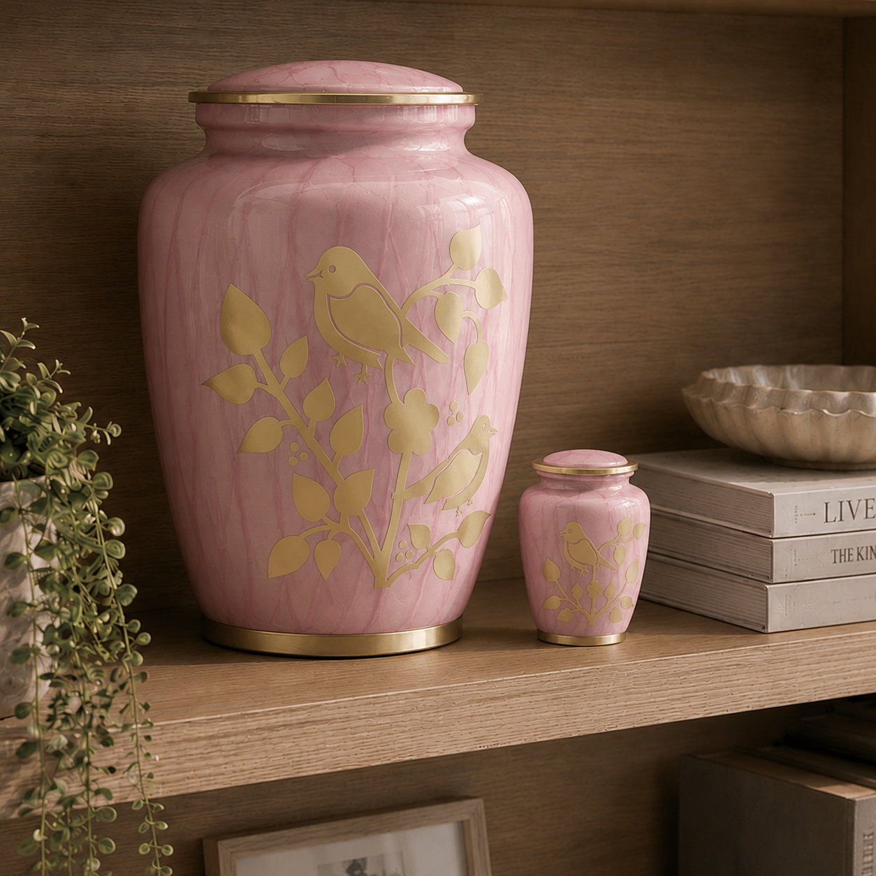 Serenity Birds Urn - Pink