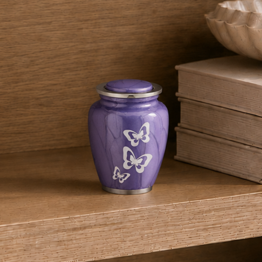 Serenity Purple Butterfly Keepsake Urn
