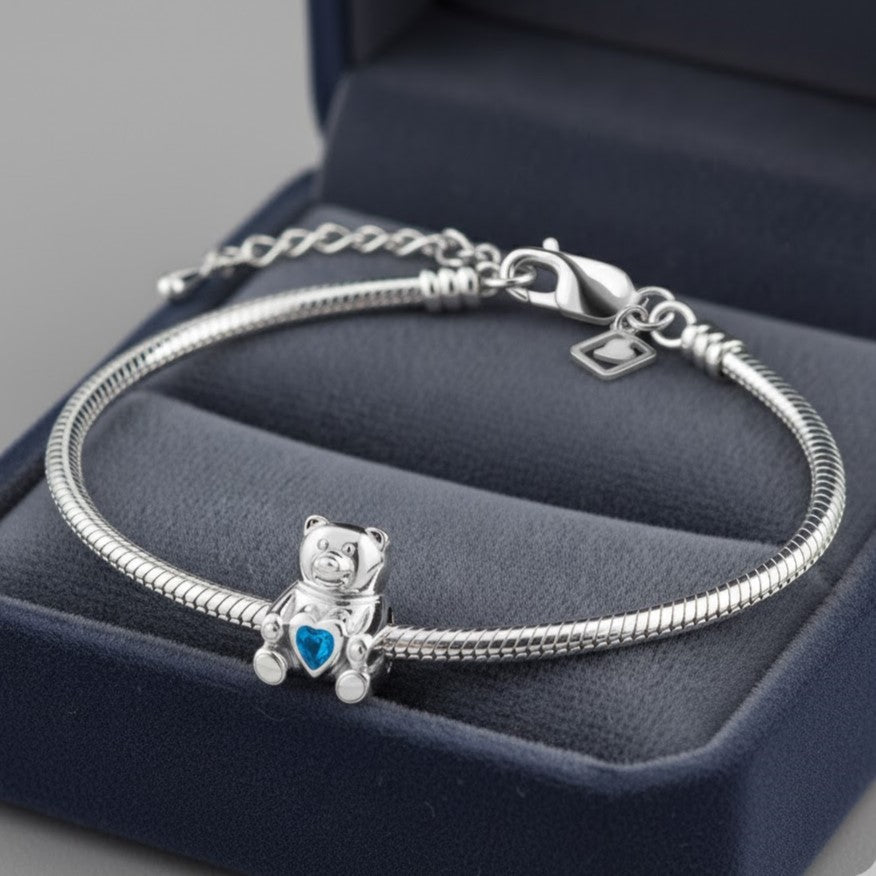 Treasure Bear Ash Bead - Blue | Memorial Jewellery