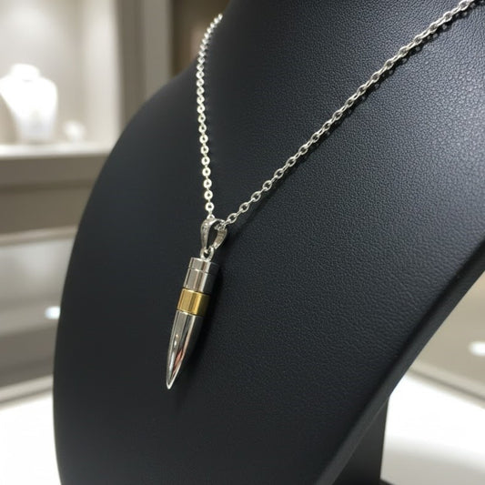 Two Tone Bullet Ash Pendant | Memorial Jewellery