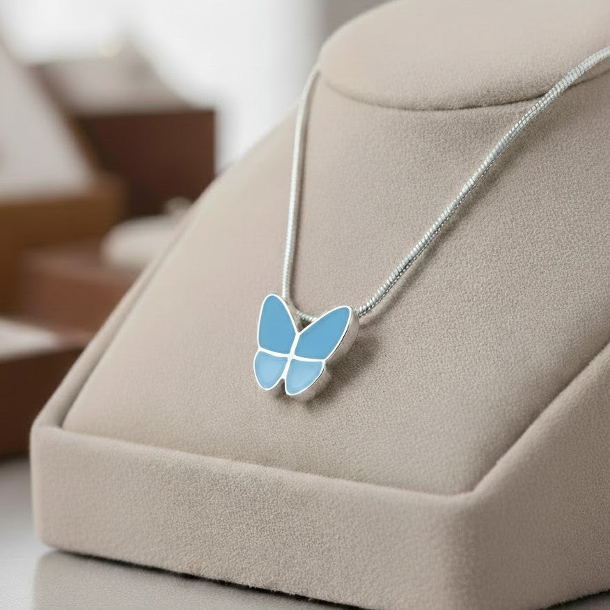 Wings Of Hope Ash Pendant - Blue | Memorial Jewellery
